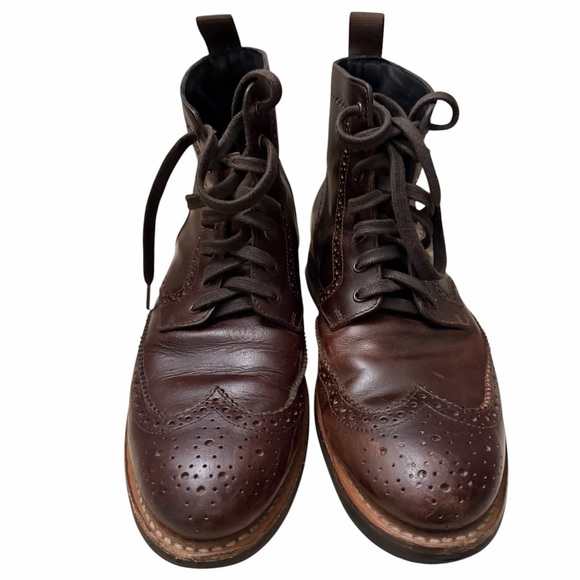 Thursday Boot Company Men\'s Dark Brown Leather Chukka Brogue Boots, pre-owned